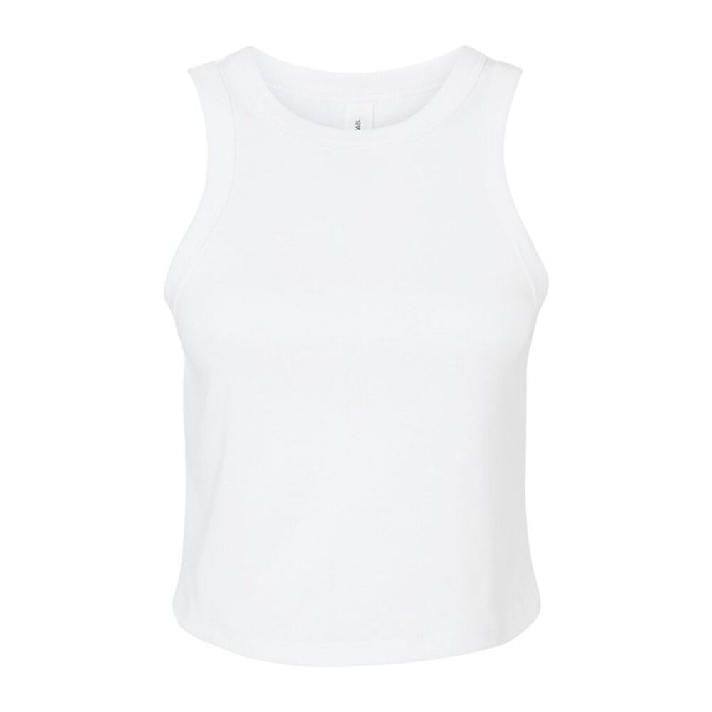 Womens/Ladies Micro-Rib Racer Tank Top / Solid White Blend